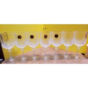 Set 7 Cristal d'Arques Durand Longchamp Wine Glasses France Lead Crystal 6.5in